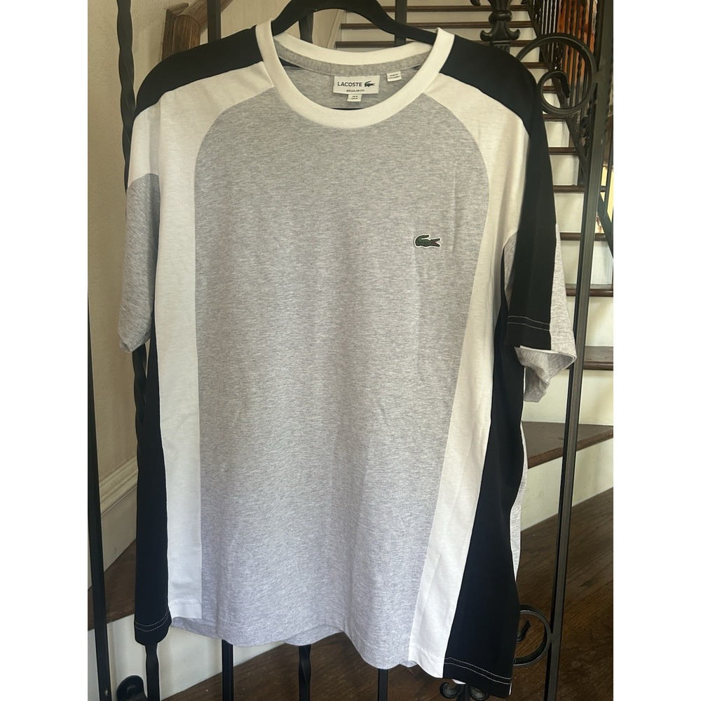 Men's Size FR 6 US XL Lacoste T-shirt Regular Fit Short Sleeves Gray